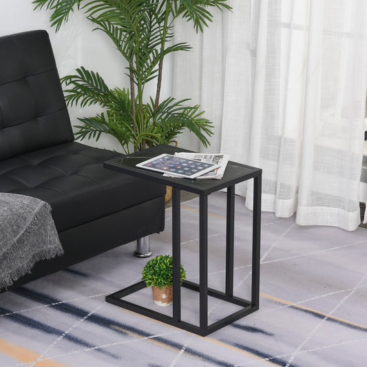 HOMCOM C Shape Bedside Table in Black