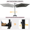 Outsunny 2.5 x 2.5m Patio Offset Parasol Umbrella Cantilever Hanging Aluminium Sun Shade Canopy Shelter 360 Rotation with Crank Handle and Cross Base, Grey