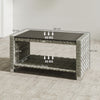 Outsunny Outdoor Side Table with 2-tier Storage Rattan End Table for Patio 90 cm Grey