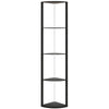 HOMCOM RGB LED Floor Lamp with Shelves, 4-Tier Dimmable Standing Lamp with Remote Control, Black