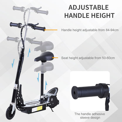 HOMCOM Electric Scooter for Kids, Foldable Powered Scooters for Age 7-12 with 120W Motor, Up to 10 KM/H & 8 KM, Adjustable Ride on Toy (Black)