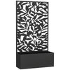 Outsunny Metal Garden Bed with Trellis, Wall Mounted or Freestanding Raised Planter with Privacy Panel, Black