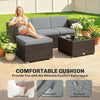 Outsunny 3 Pieces Garden Furniture Set w/ Cushions, PE Rattan Wicker Conversation Corner Sofa Set, Light Grey