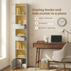 HOMCOM Bookcase Tall Narrow with 5 Tiers and Drawers Freestanding Bookshelf Storage Cabinet for Living Room Grey