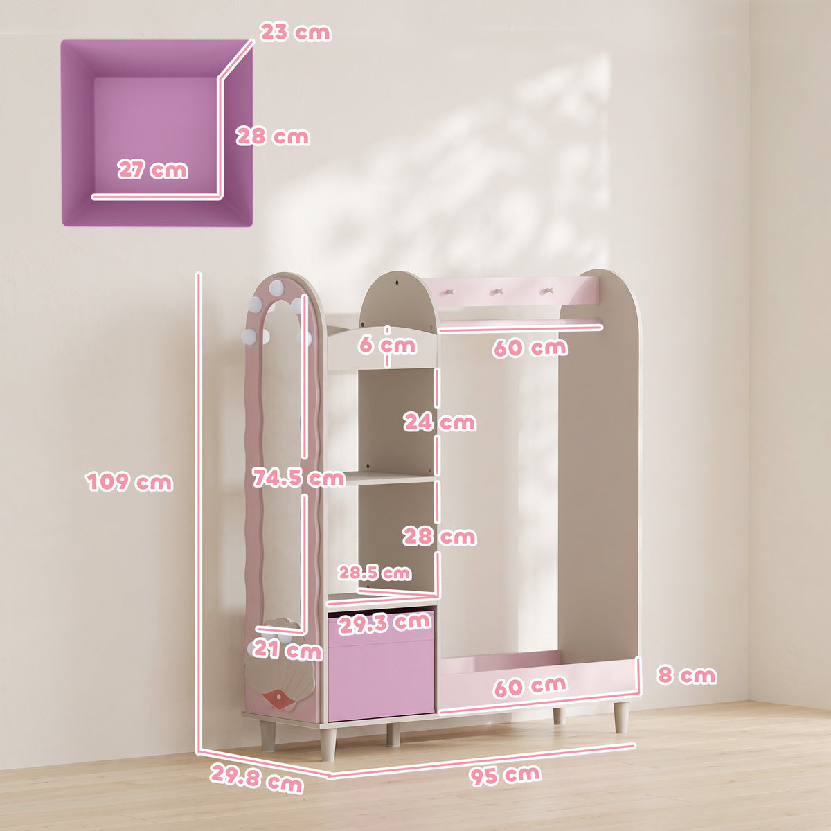 AIYAPLAY Kids Clothing Rack in Pink