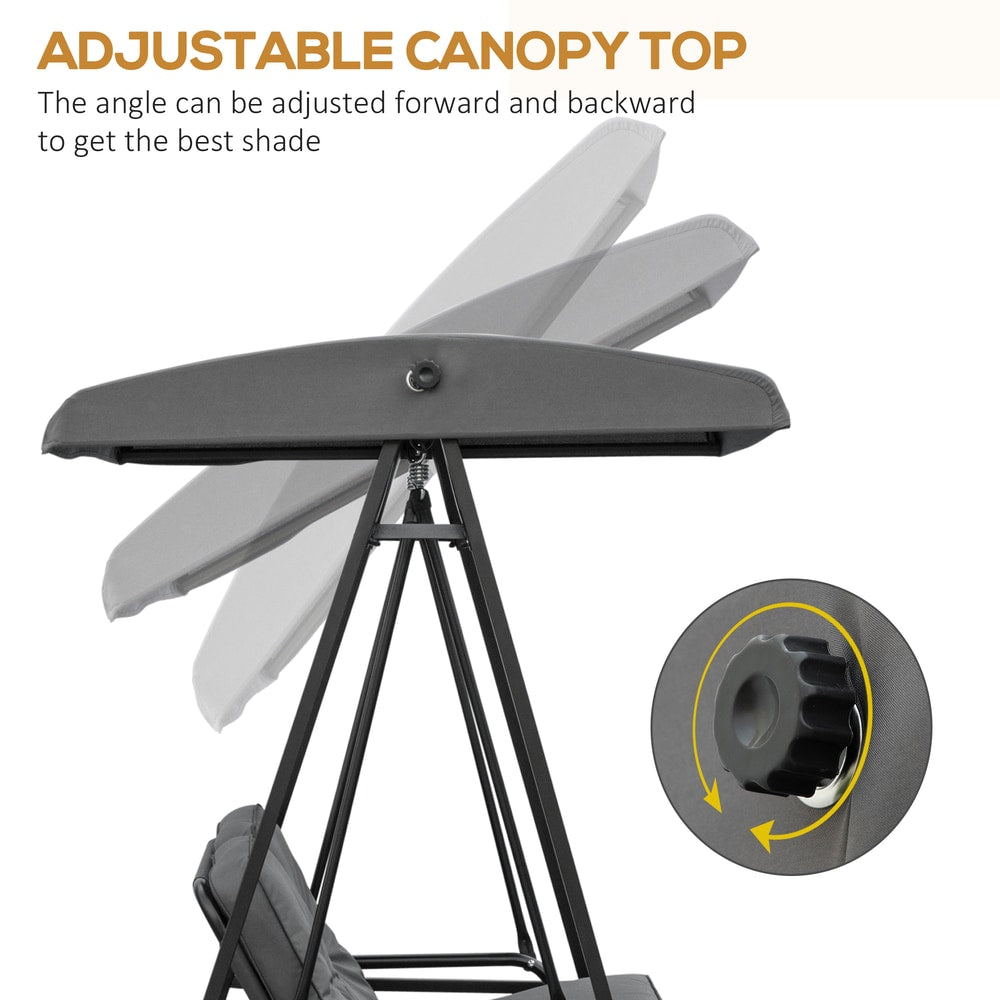 Outsunny 2 Seater Garden Swing Chair in Grey