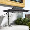 Outsunny 3 m Cantilever Parasol with Protective Cover and Wind Ropes, Banana Parasol with Crank Handle, Black