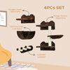PawHut 4PCs Wall-Mounted Cat Shelves w/ Scratching Post, Hammock, Nest - Brown