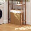 HOMCOM Double Laundry Basket with Lid, 100L Bamboo Laundry Hamper with Rope Handles, Washing Basket with Removable Liner for Bathroom, Bedroom, Brown