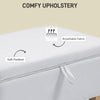 HOMCOM 30L Linen Storage Ottoman Padded Footstool with Rubberwood Legs for Storage Box, Bed End, Shoe Bench, Seating, Cream White