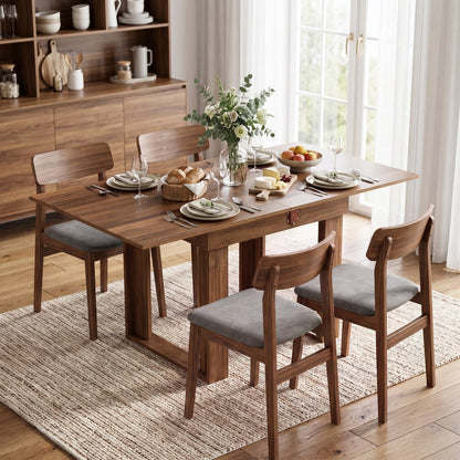 HOMCOM Folding Dining Table in Grey Wood Effect