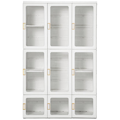 HOMCOM Portable Clothes Wardrobe for Bedroom, Foldable Clothes Organiser with Cube Storage, Hanging Rods, Magnet Doors, White