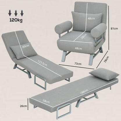 HOMCOM Single Sofa Bed in Light Grey