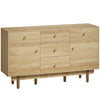 HOMCOM Sideboard with 5 Drawers and 2 Cabinets Buffet Cabinet with Solid Wood Legs 136 cm Walnut