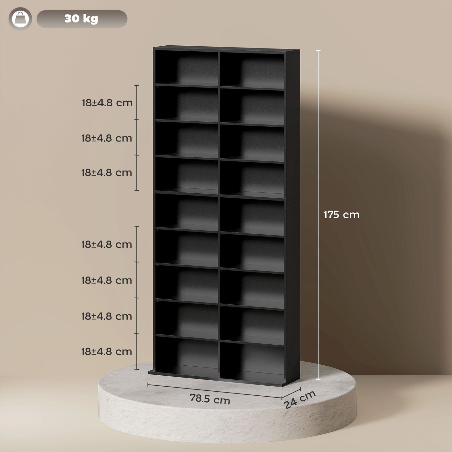 HOMCOM 640 CD Storage Tower - Black