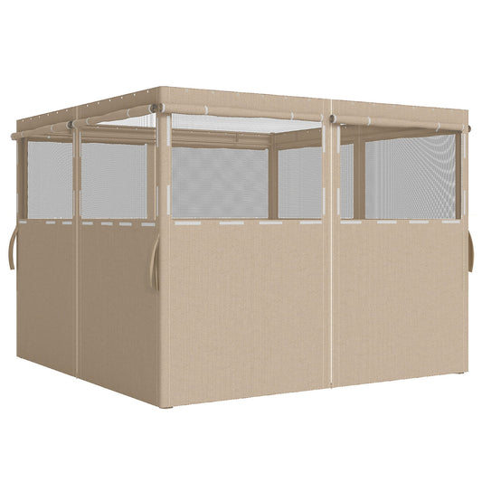 Outsunny 4 Pack Replacement Gazebo Curtains Privacy Panel for Most 3 x 3 m Gazebo, Outdoor Shelter Sidewalls, Khaki