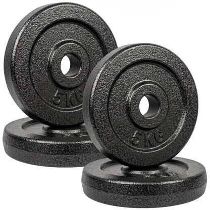 SPORTNOW Weight Plates Set, 1"/2.5cm Weight Disc Pair, 4 x 5kg Metal Dumbbell/Barbell Plates for Home Gym