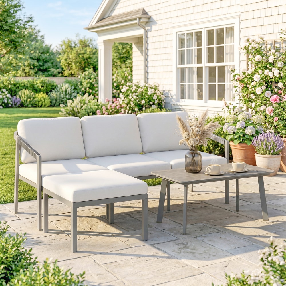 Outsunny 3 Piece Garden Dining Set in Grey