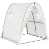 Outsunny Hoop House Greenhouse with Sandbags, Walk-In Tunnel Green House with 2 Doors and Screen Windows, 1.8 x 1.8 x 2m, White