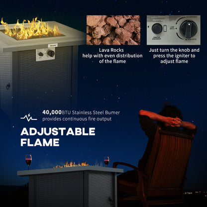 Outsunny 71 x 71cm 40000 BTU Gas Firepit Table - Black/Dark Grey