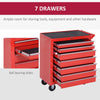 DURHAND Tool Box Chest on Wheels, 7-Drawer, Lockable Metal Tool Cabinet for Garage, Workshop, Red