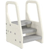 AIYAPLAY Adjustable 3 Step Toddler Tower with Handles, Non-slip Surface and Foot Pads, Grey