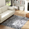 HOMCOM Modern Area Rug, Triangle Pattern Non-Slip Washable Rug, Chenille Floor Carpet for Living Room, Bedroom, Dining Room, Home Office, 170 x 120 cm, Black