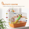PawHut 3 Tiers Gerbil Cage, Hamster Cage with Tubes, Exercise Wheel, Ladder, Top Handle, 45 x 28 x 37cm - Orange