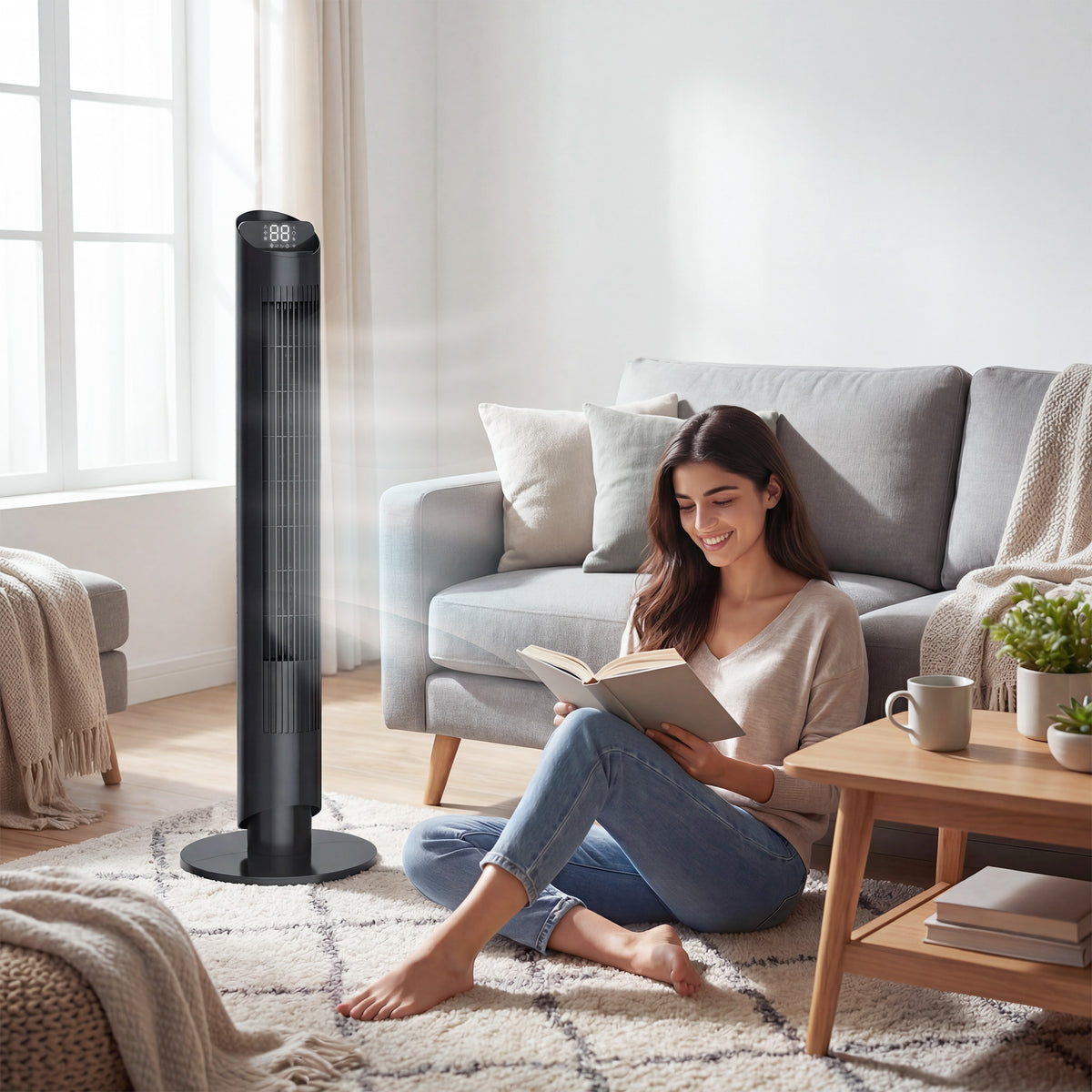 HOMCOM Tower Fan in Black