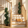 HOMCOM Set of 2 Artificial Spiral Cypress Trees, Fake Plants with 700 Leaves, UV Protection, Deep Green