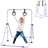 HOMCOM Adjustable Height, Foldable Kids Gymnastics Bar w/ Non-slip Rubber Floor Rings, for 3+ Years, Purple