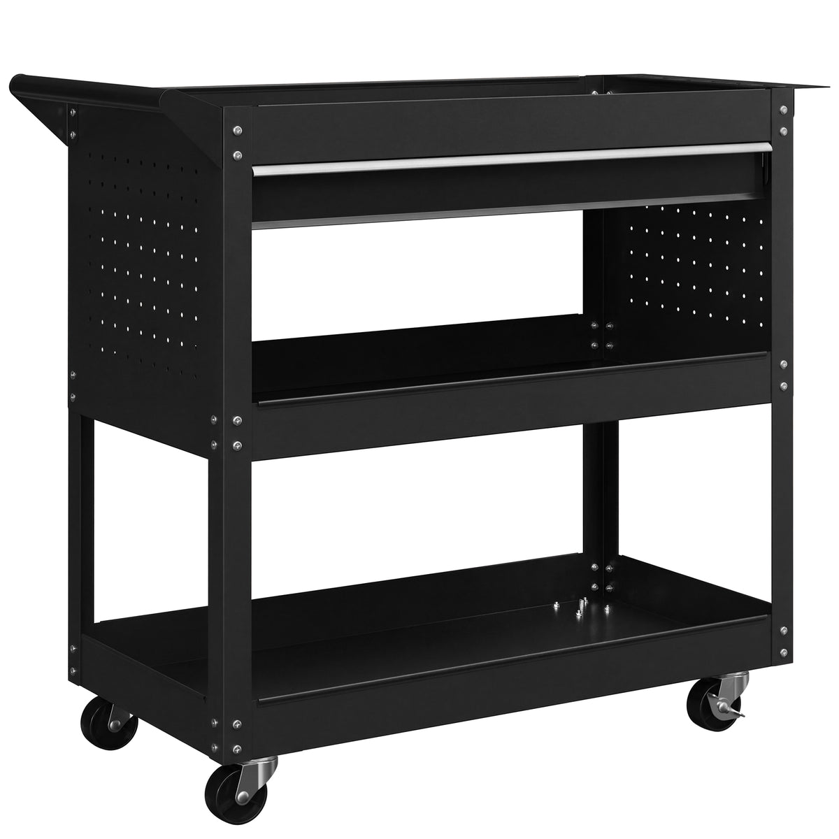 DURHAND 3-Tier Tool Trolley Cart in Black