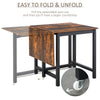 HOMCOM Folding Dining Table, Industrial Drop Leaf Table with Wheels and Metal Frame for Kitchen, Dining Room, Space Saving, Rustic Brown