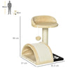 PawHut Cat Tree Scratching Scratcher Post Kitten Activity Centre Climber Hanging Ball Beige