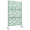 Outsunny Metal Decorative Privacy Screen Outdoor Divider, Green Leaf