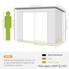Outsunny 3.7 x 7.9ft Galvanised Steel Shed, with Latched Door and Padlock - Grey