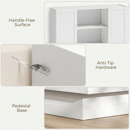HOMCOM Sideboard Buffet Cabinet, 133 cm Storage Cabinet with 2 Open Shelves, 2 Cupboards and Soft Close Doors, White