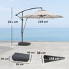 Outsunny 3(m) Garden Cantilever Parasol with Fillable Base up to 90kg, Wind Protection Strap, Cover, Round Banana Hanging Umbrella with Crank Handle and Tilt, UPF50+ Patio Umbrella, Cream