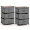 Fabric Storage Organizer Tower Unit Set of 2 with Removable Lid-Grey