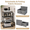 Fabric Storage Organizer Tower Unit Set of 2 with Removable Lid-Grey
