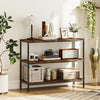 HOMCOM 3-Tier Console Table with Storage Shelves - Rustic Brown