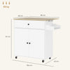 HOMCOM Rolling Kitchen Island with Drop Leaf, Kitchen Storage Cart with Drawer, Spice Rack and Towel Rack, White