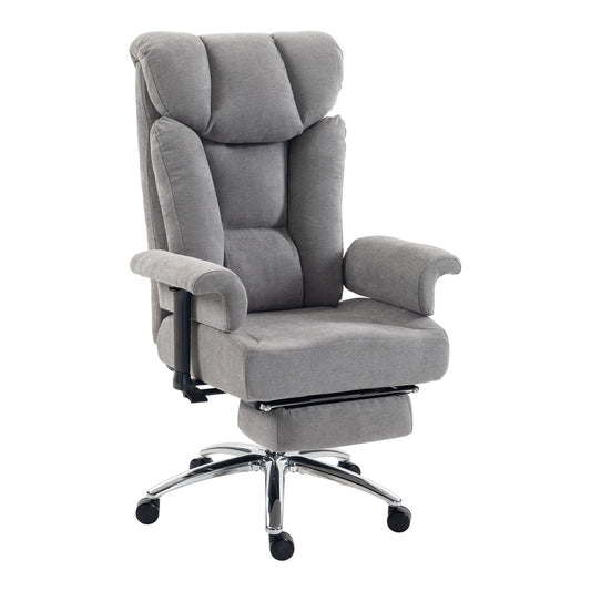 HOMCOM Big and Tall Office Chair, 250 kg Heavy Duty Executive Desk Chair with Adjustable Padded Armrests and High Back, Grey