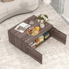 Farmhouse Coffee Table with Storage Center Table with 4 Doors and 2-Way Opening-Brown