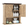 Farmhouse Wall Mounted Bathroom Cabinet with Adjustable Shelf-Natural
