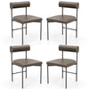 Faux Leather Upholstered Kitchen Side Chair with Curved Set of 4-Grey