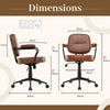 Faux Leather Office Chair Mid Century Modern Upholstered Chair with Padded Armrests-Brown