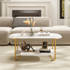 Faux Marble Top Coffee Table with Heavy-duty Metal Frame-White
