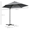 Outsunny 2.5M Garden Cantilever Parasol, Offset Roma Patio Umbrella Hanging Sun Shade Canopy Shelter with 360 Rotation and Cross Base, Dark Grey