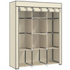 HOMCOM Fabric Wardrobe, with Rails and Shelves - Cream White